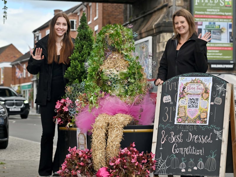 Flora the Fairy has been created by staff at The Flower Girl, and showing off the stunning scarecrow are Amelia Ruscoe and owner Rachael Pallett.