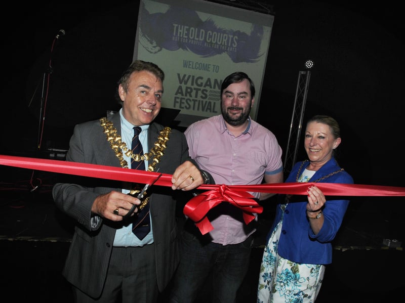 Wigan's mayor and mayoress Coun Ron Conway and his wife Janet officially open Wigan Arts Festival at The Old Courts,with director Dave Jenkins