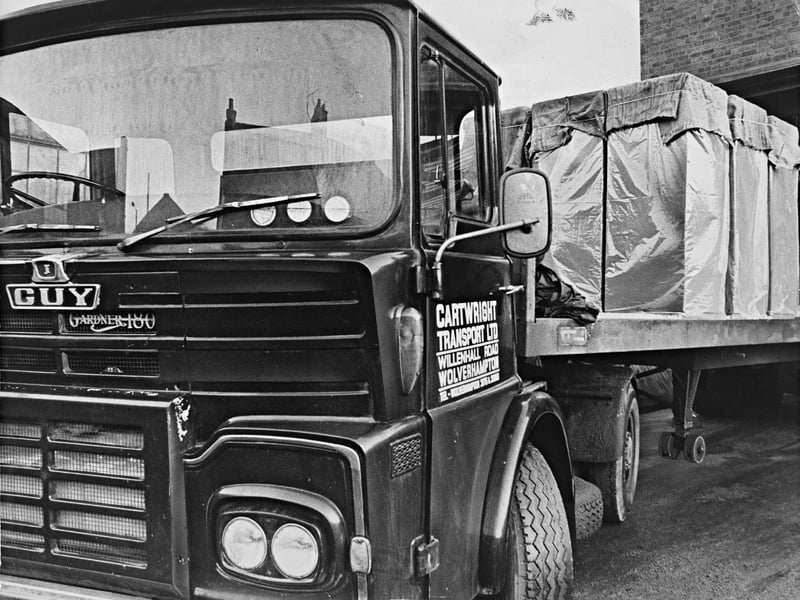 An impressive joint effort between four Wolverhampton businesses comes together in January 1969 as a Guy lorry prepares to set off on an international journey across Europe. Operated by local haulier Cartwright Transport Ltd of Willenhall Road and fitted with a Thompson trailer, the vehicle is loaded up with heavy-duty Chubb safes and cabinets bound for customers in France and Switzerland. The scene highlights the strong industrial links and manufacturing export drive coming out of Wolverhampton during the late 1960s. Did you or anyone in your family work for Guy Motors, Chubb, or Cartwright Transport in Wolverhampton back in the 1960s?