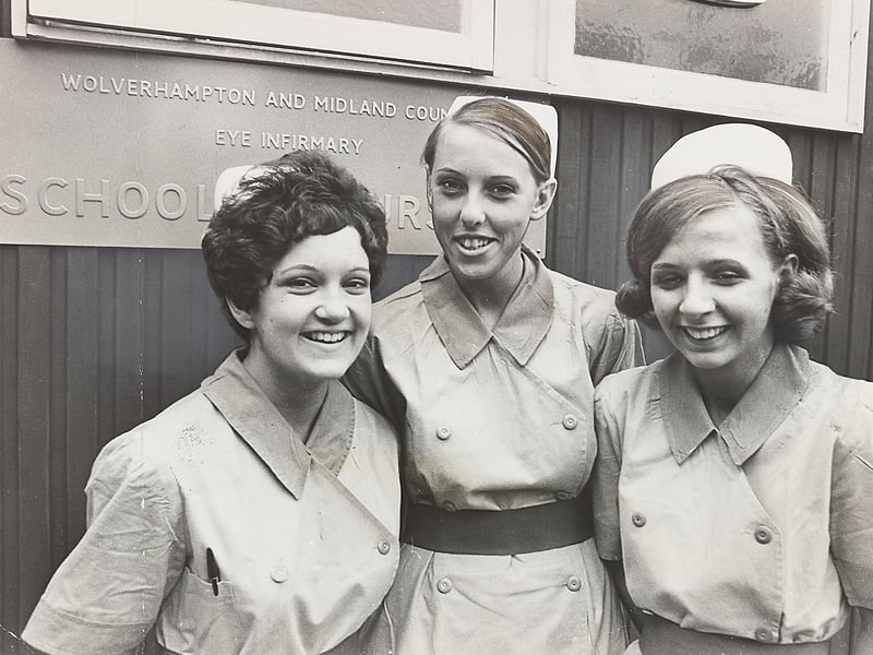 Smiling proudly for the camera, nurses Helen Southwell, Jeanette Wynn, and Maria Macyszyn celebrate their success in July 1969. The talented trio took home major awards during a special prize-giving ceremony at the Wolverhampton and Midland Counties Eye Infirmary. Dressed in their traditional crisp uniforms and caps outside the infirmary school building, the dedicated healthcare workers were honoured for their outstanding achievements and service to the local healthcare community in Wolverhampton. Do you remember any of these award-winning nurses or have memories of the old Eye Infirmary in Wolverhampton?