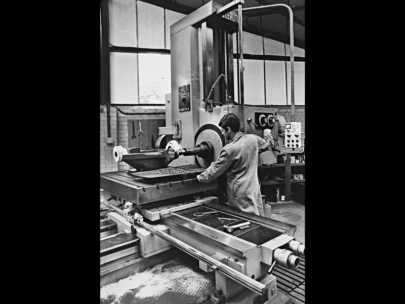 A machinist operates a impressive, state of the art Ceruti horizontal borer inside the works of Wolverhampton Auto Machinists in August 1969. The newly installed heavy machinery represented a significant investment in modern technology for the local firm, boosting precision manufacturing capabilities across the region. The image captures the skilled tradecraft that defined Wolverhampton's bustling industrial sector during the late 1960s, keeping the town at the forefront of British engineering. Did you or a relative work as a machinist in Wolverhampton during the industrial boom of the 1960s?