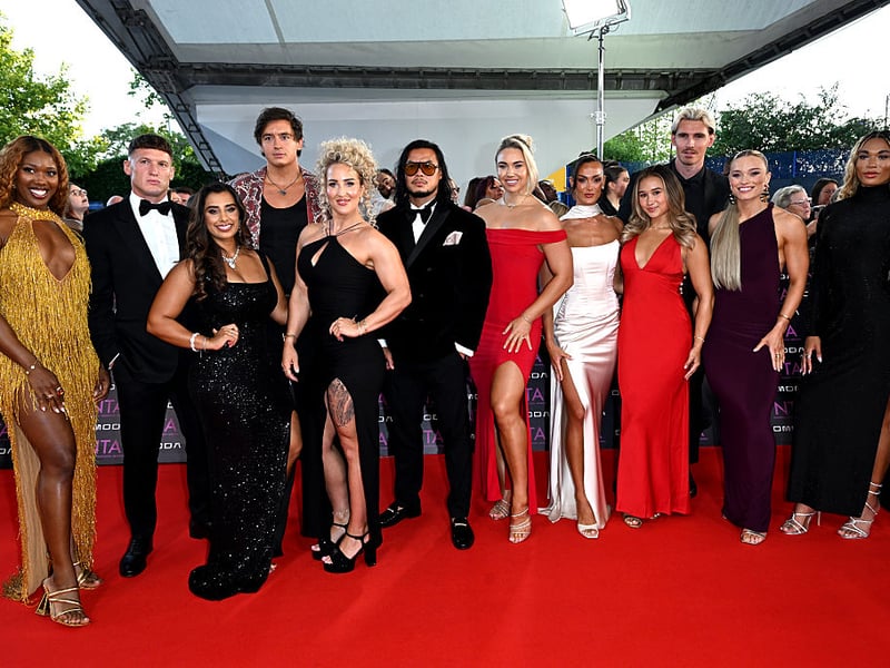 The 'Gladiators' squad arrive at the National Television Awards.