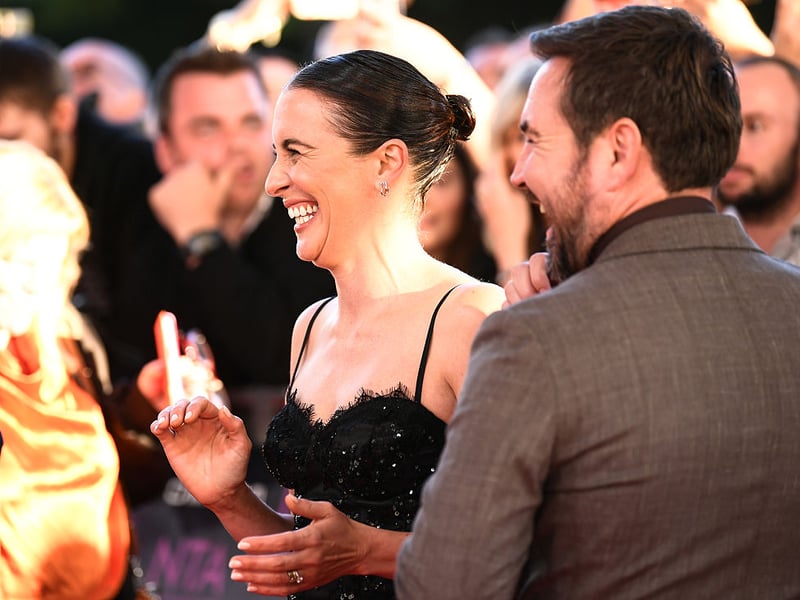 Vicky McLure and Scottish star Martin Compston have a laugh.