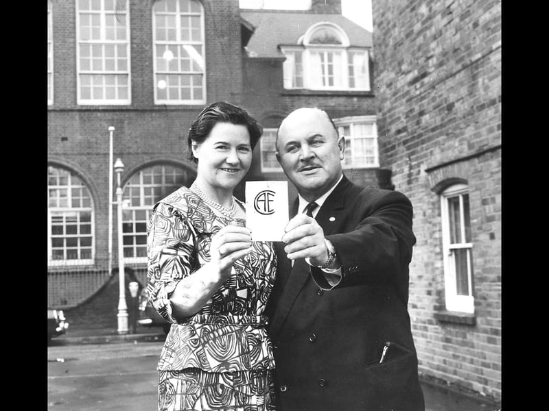 Mr A Haynes and Mrs D Lloydbottom proudly display the new emblem designed for Wolverhampton College of Adult Education in July 1969. The winning symbol was created by student Mr G G Lovatt of Goldthorn Road, who secured the first-prize award of five guineas in a design competition organised by the college. Intended for use across all official correspondence and publicity materials, the stylised logo reflected the vibrant, creative spirit of further education in post-war Wolverhampton. Do you remember taking courses or attending events at Wolverhampton College of Adult Education during the late 1960s?