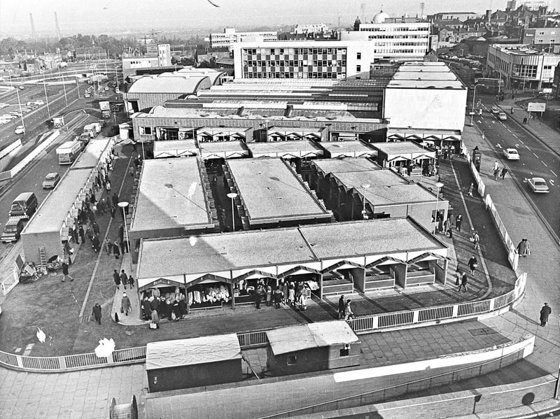 An elevated view looking down across the newly constructed, £93,000 open retail market in Wolverhampton as stallholders open for business in November 1969. Following extensive reconstruction plans and concerns over rising stall rents, traders moved onto the modernised, hygienic site bordering the main ring road. Despite uncertainties over increased costs, market organisers were determined to attract trade and maintain low prices, advertising the location as one of the best value shopping patches in the region while helping to preserve the town’s long-standing street trading heritage. Do you remember visiting the open market or buying bargain goods from the new stalls when they first opened in 1969?