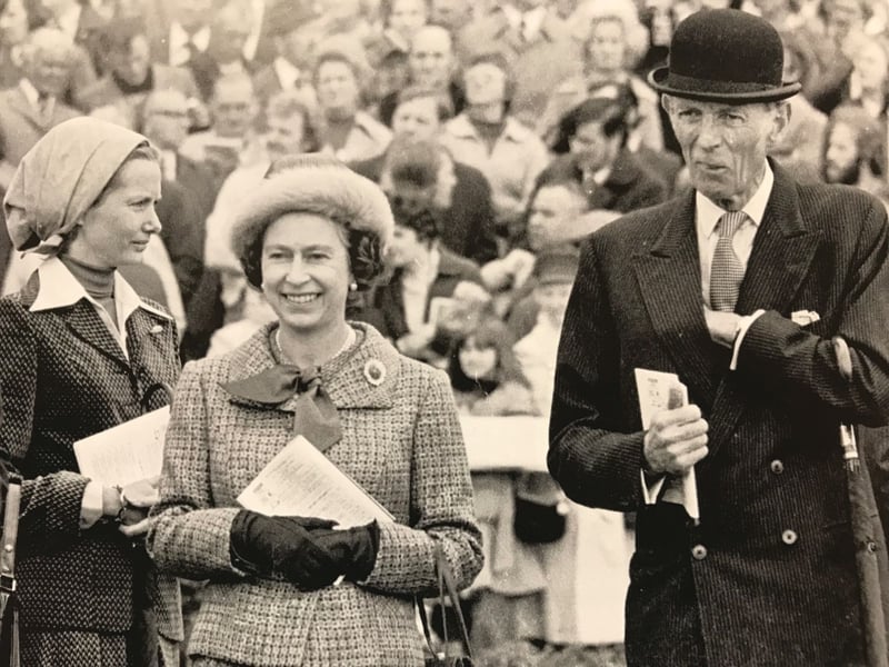 A generation after Her Majesty's first vist - the Queen appears in the parade ring with Lord Halifax in 1976.