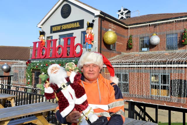 The New Sundial landlord Omar Ames starts his Christmas decoration for the pubs ultimate switch-on in 2024.