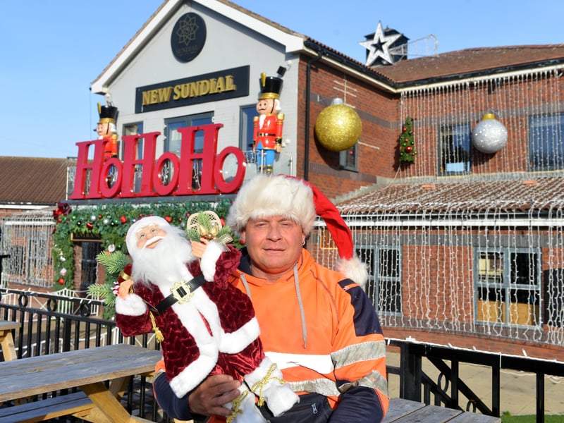 The New Sundial landlord Omar Ames starts his Christmas decoration for the pubs ultimate switch-on in 2024.
