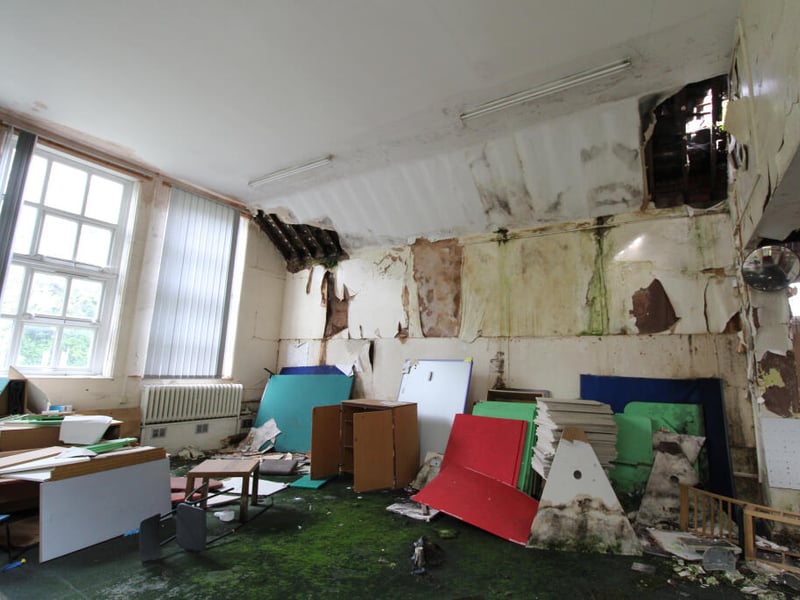 Eerie photos show the remains of Sheffield's former Tinsley Infant School, in Siemens Road, 12 years after it shut for good. The dilapidated site has come to market for £325,000.