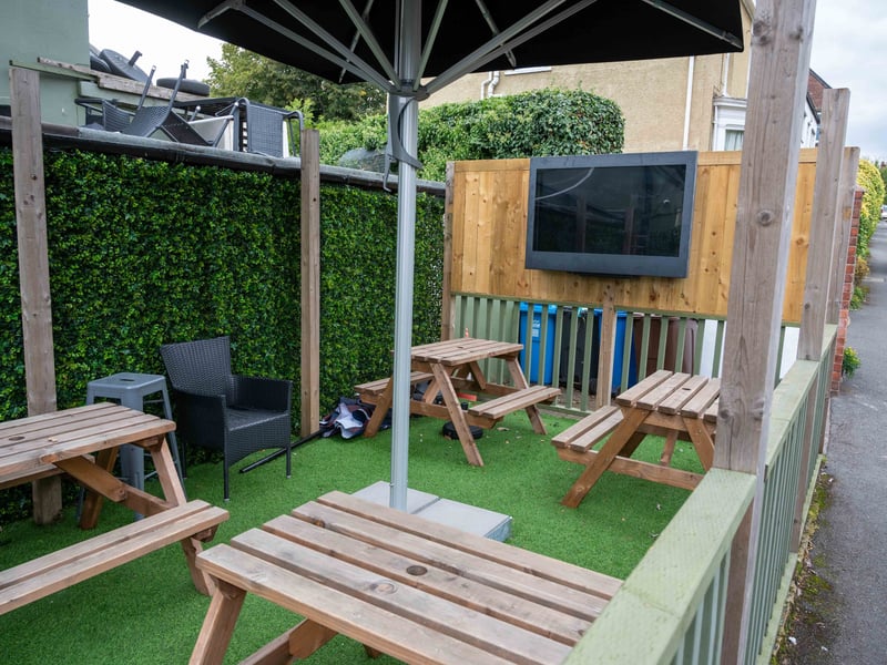 Licensee Wendy McLaren at the Byron House at Nether Edge, part way through the removal of outdoor shelters with televisions.
