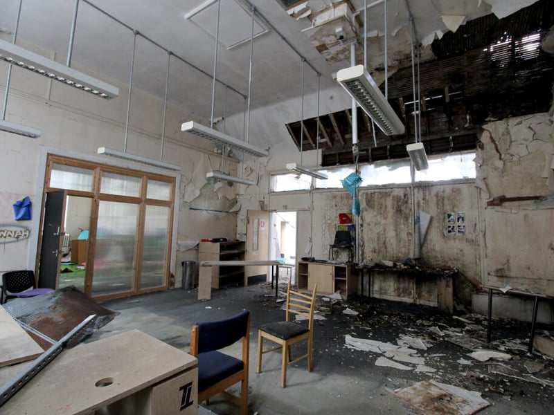 Eerie photos show the remains of Sheffield's former Tinsley Infant School, in Siemens Road, 12 years after it shut for good. The dilapidated site has come to market for £325,000.