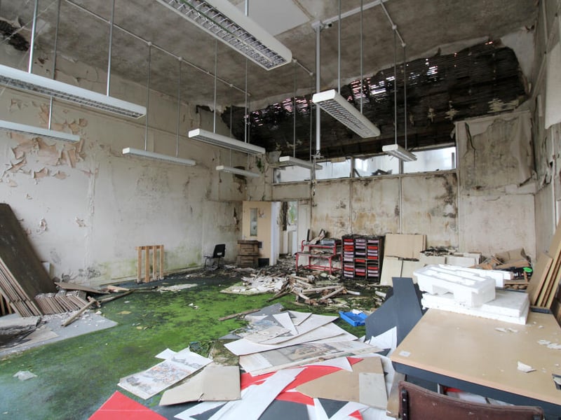 Eerie photos show the remains of Sheffield's former Tinsley Infant School, in Siemens Road, 12 years after it shut for good. The dilapidated site has come to market for £325,000.
