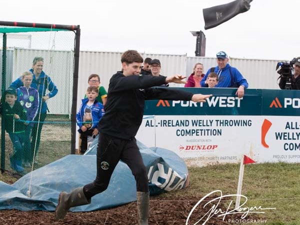 Tossing wellies at the Ploughing in Screggan last year