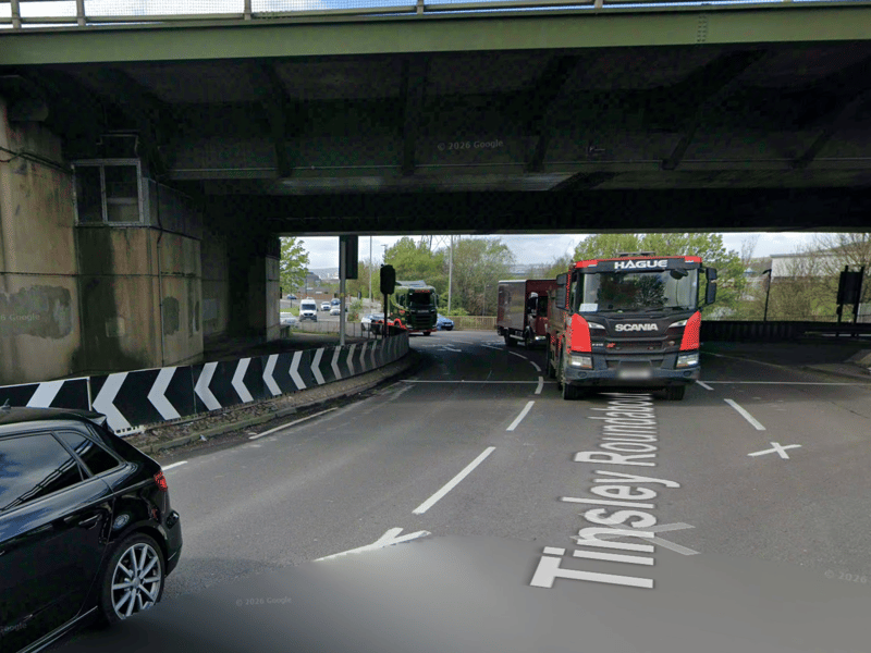 A total of 34,966 motor vehicles per day were recorded travelling along Tinsley Roundabout by the M1 during 2025, making it the 8th busiest road in Sheffield.