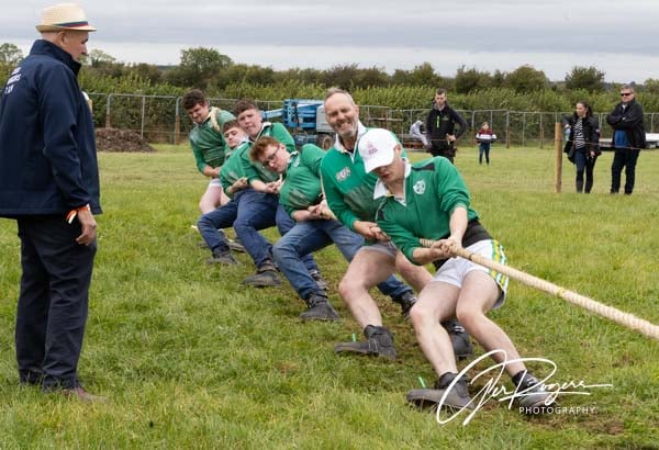 Working hard to win the tug-of-war at the Ploughing in Screggan last year