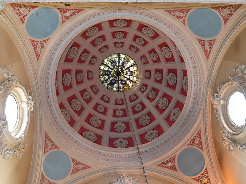 An ornate domed ceiling