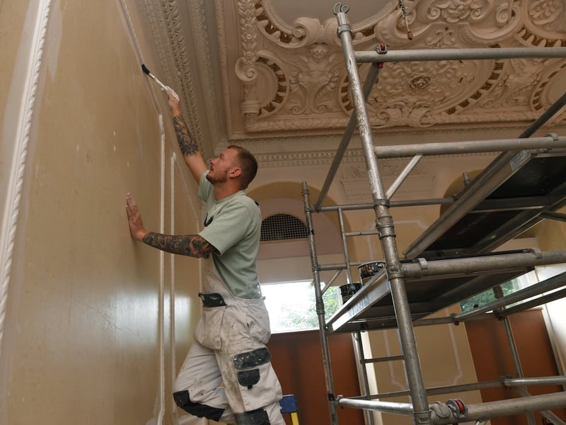 Ongoing restoration at the hall