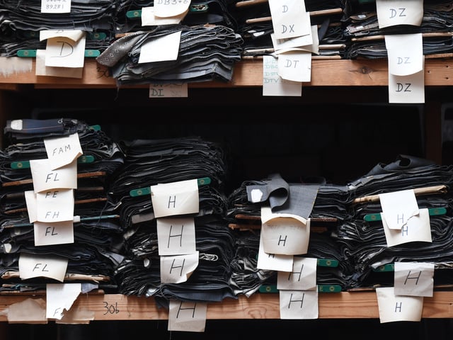 Cloth samples in the museum at Sunny Banks Mills