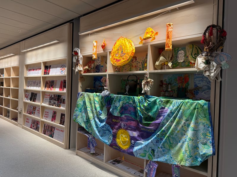 There's mini exhibition spaces throughout the building featuring the work of local community groups.