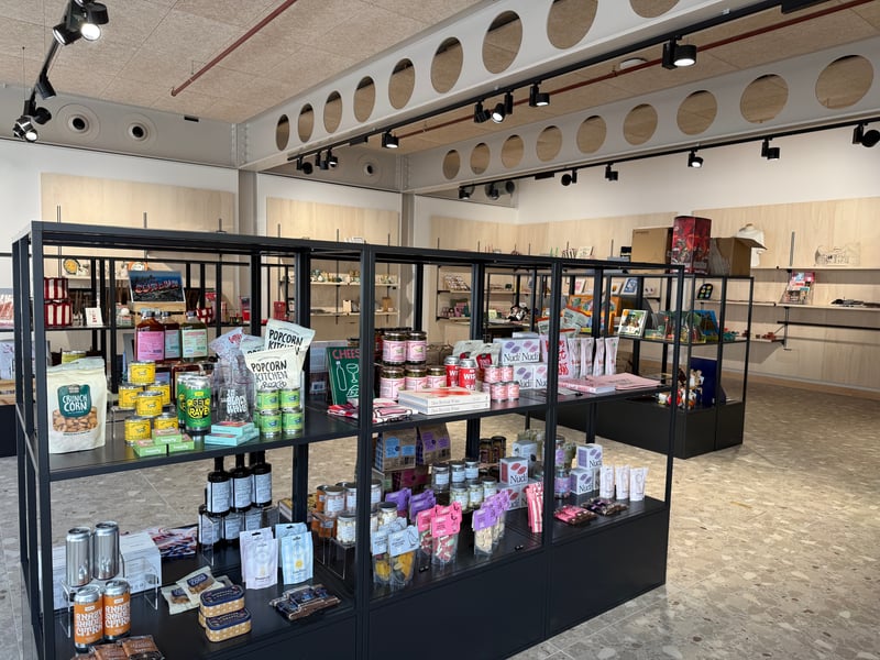 The on site shop has been curated by the team at Blacks Corner and features a whole host of art, jewellery, food and drink and more. Many items are from local businesses and all are British brands. There's also a fridge for drinks and snacks on the go.