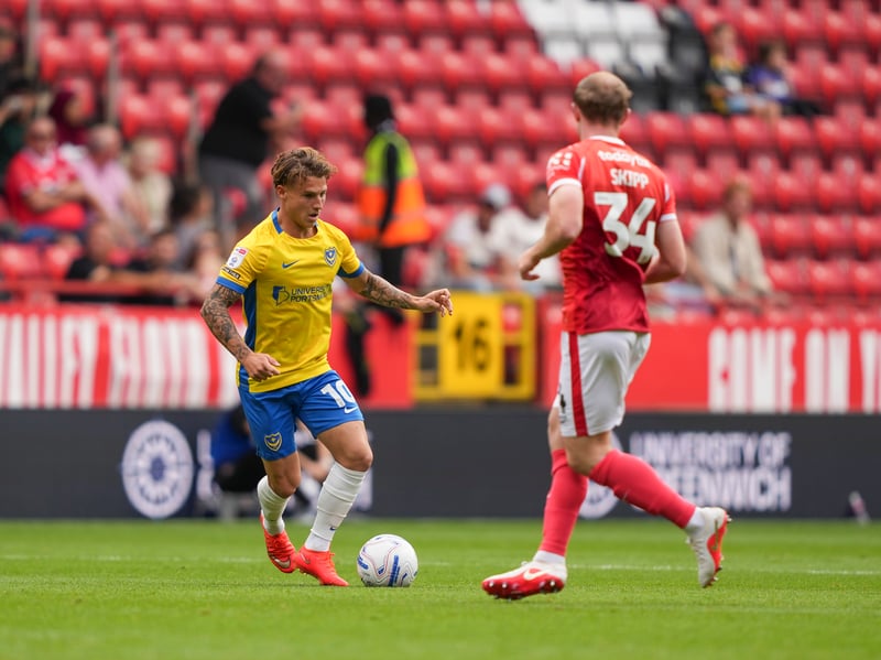 Pompey's Adrian Segecic on the attack against Charlton. Picture: Jason Brown 