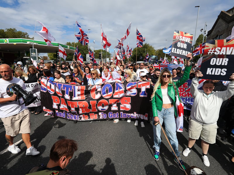 Anti-migrant protesters in Portsmouth