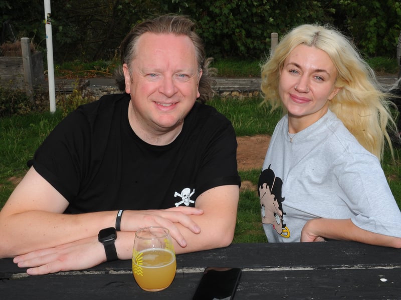 Daniel Trevethan and Emily Walters enjoying a drink at the festival