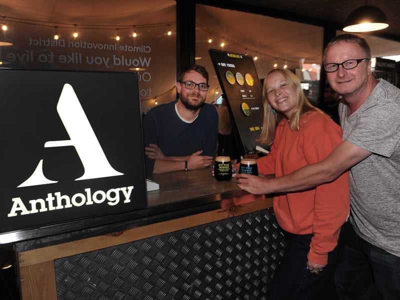 Hugo Waterhouse of Anthology Brewing Co. Armley  with father and daughter Harrod and Jade Hoole 