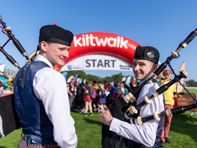 Entertainment at the event was provided by local performers, including these two young bagpipers, as well as dance groups, charities and corporate sponsors.