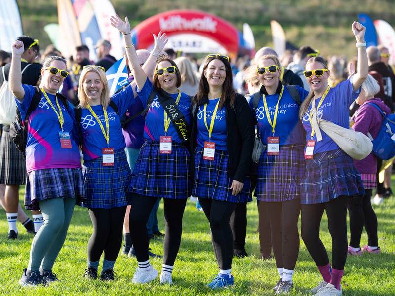 Another group of friends ready to take on the Kiltwalk in Edinburgh.