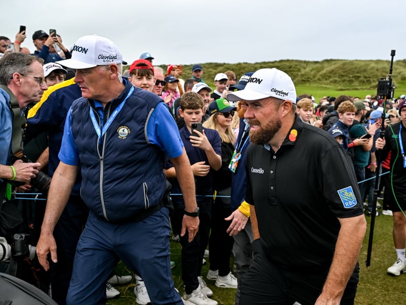 Shane Lowry makes his way to the second tee box.