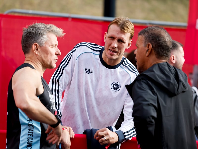 Newcastle United defender Dan Burn (centre) with Ben Shepherd (left) and Chris Kamara.