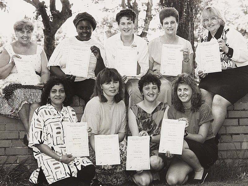 Proudly displaying their certificates in May 1992, these determined local women had just successfully completed a pioneering 12-week 'Women into Business' course run by the Sandwell Women's Enterprise Development Agency. Designed to help aspiring female entrepreneurs take the plunge into self-employment, the two-day-a-week training covered key essentials including finance, bookkeeping, marketing, and confidence building. Pictured celebrating their achievements are May Adams, Zanttanniqua, Kerry Skett, Eve Lissemore, and Barbara Long in the back row, joined by Baljinder Mahal, Lesley Donnelly, Donna Eden, and Donna Bissell in the front. Did you or anyone you know take part in local business enterprise courses like this back in the 1990s?