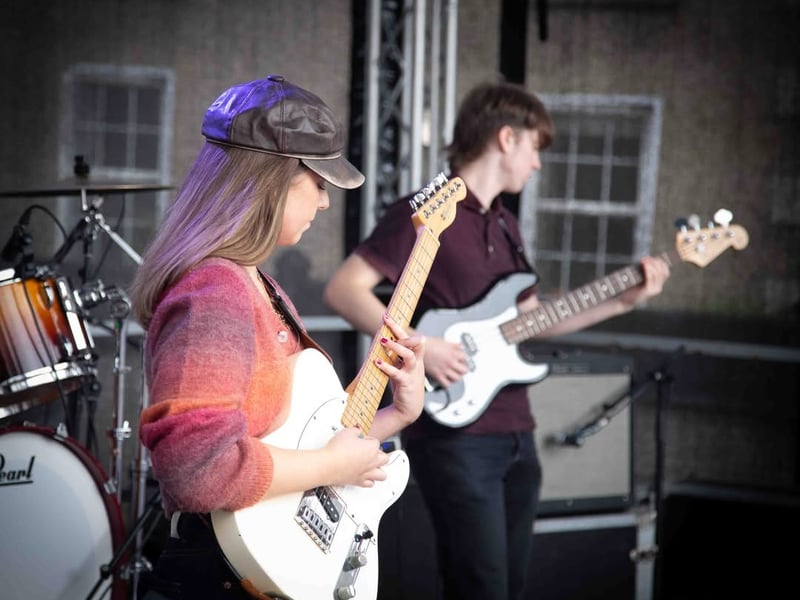 Members of The Grapevine band rocking the stage in the shadow of Roscrea Castle. Photo: Aoife Redmond