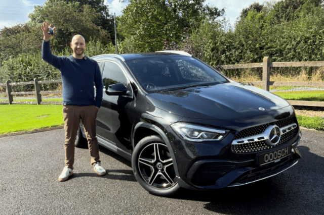 Glen Fitzpatrick after buying his new Mercedes-Benz for only 99c