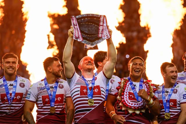 Warriors stars celebrate their second trophy of the year
