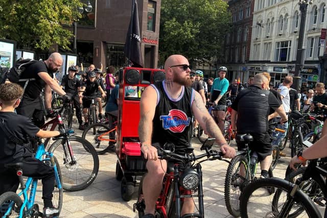 Rider at start of DnB ride Victoria Square