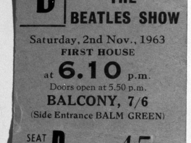 The Beatles Ticket for Sheffield Show Nov 1963