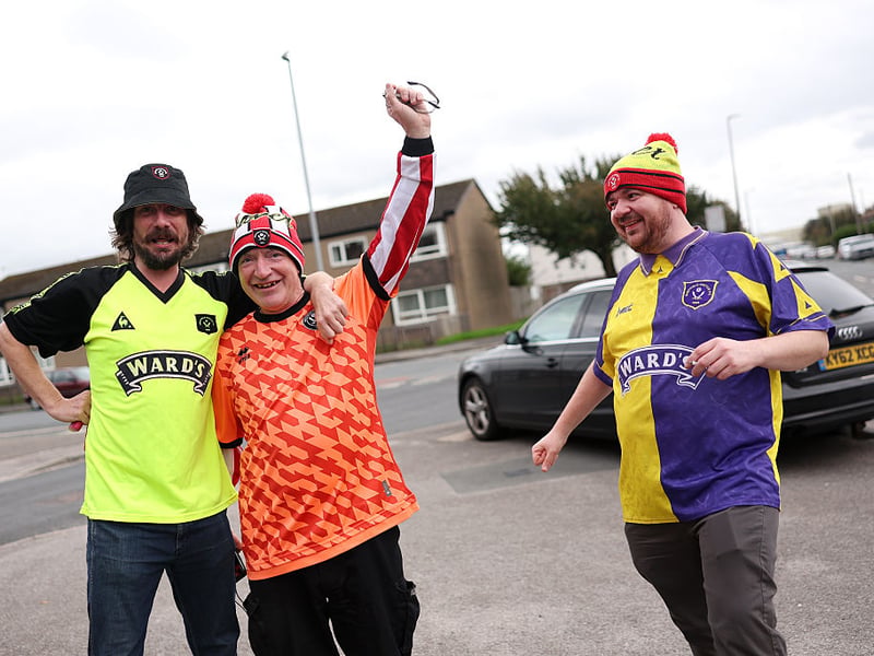 Sheffield United fans at Fleetwood for what would be a Carabao Cup defeat to the Cod Army at Highbury