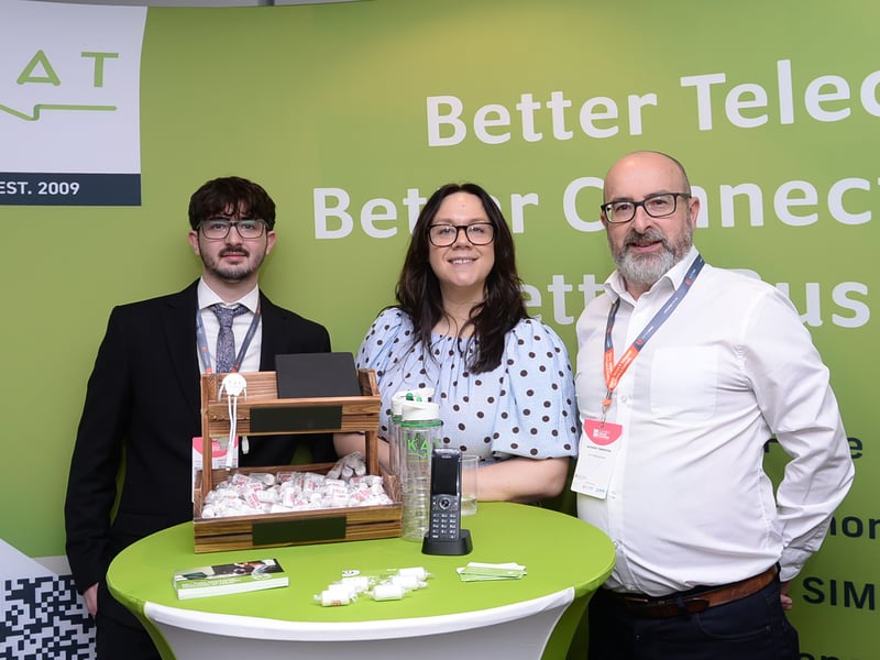 Chief executive of Barnsley and Rotherham Chamber of Commerce Carrie Sudbury, with Oliver (left) and Anthony Temperton of KAT, one of the sponsors of the recent Chamber Means Business event held at the New York Stadium.