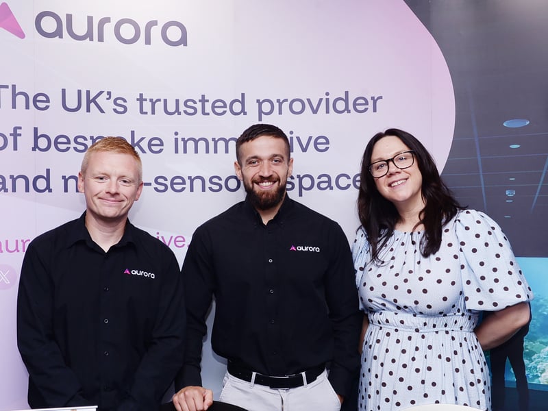 Chief executive of Barnsley and Rotherham Chamber of Commerce Carrie Sudbury, with Craig Kilner (left) and Luke Smith of Aurora, one of the sponsors of the recent Chamber Means Business event held at the New York Stadium.