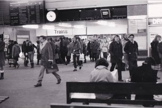 A busy Leeds City Station just before 8.55am on a January morning in 1983.