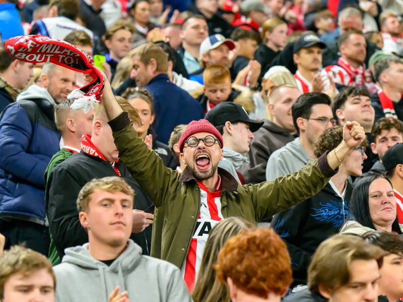 Sunderland fans in action at the Stadium of Light against AZ Alkmaar. Photo by Chris Fryatt.