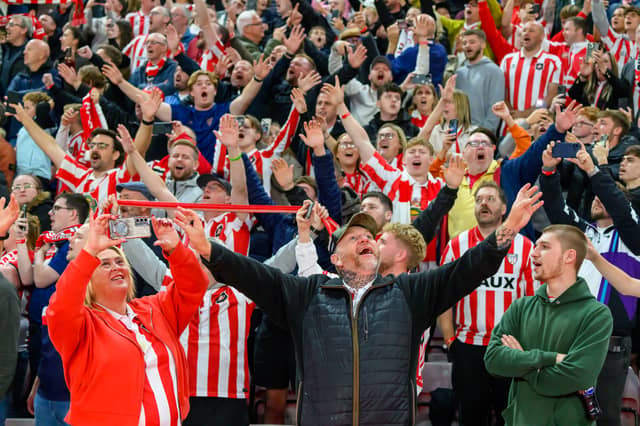 Sunderland fans in action at the Stadium of Light against AZ Alkmaar. Photo by Chris Fryatt.