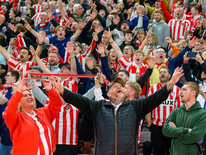 Sunderland fans in action at the Stadium of Light against AZ Alkmaar. Photo by Chris Fryatt.