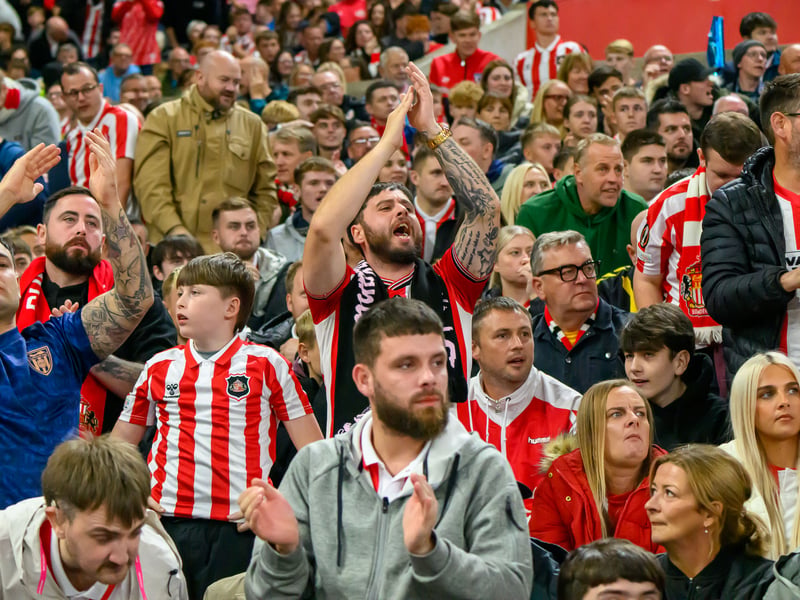 Sunderland fans in action at the Stadium of Light against AZ Alkmaar. Photo by Chris Fryatt.