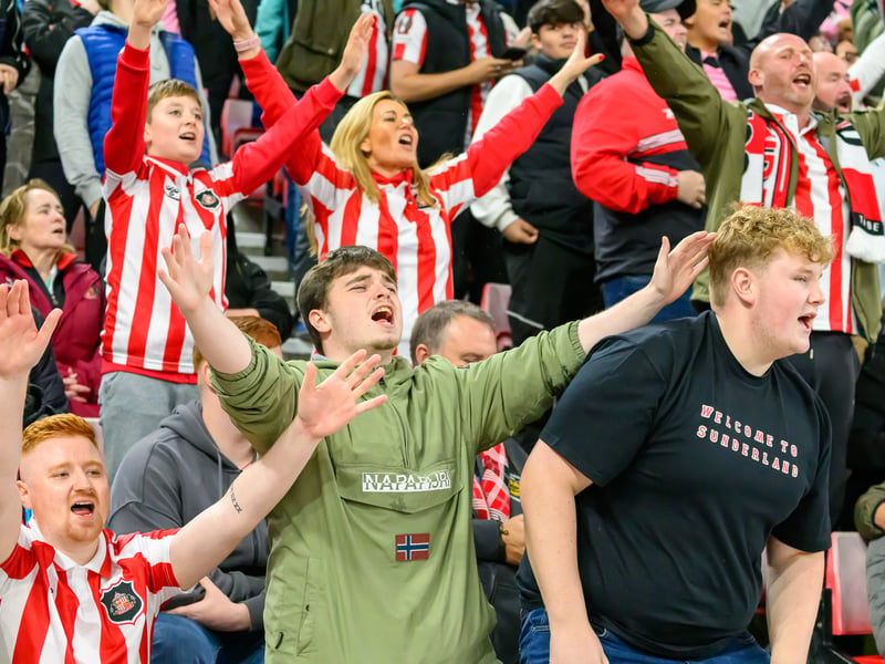 Sunderland fans in action at the Stadium of Light against AZ Alkmaar. Photo by Chris Fryatt.