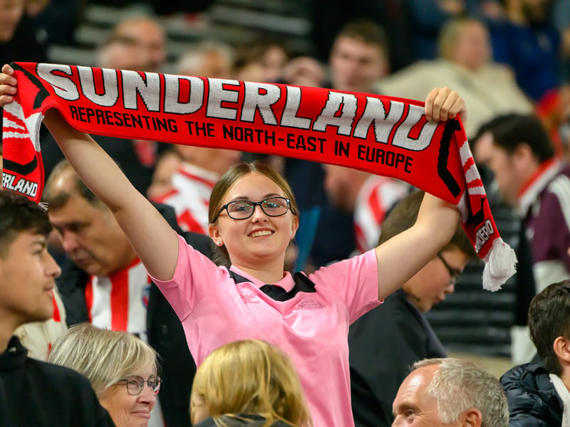 Sunderland fans in action at the Stadium of Light against AZ Alkmaar. Photo by Chris Fryatt.