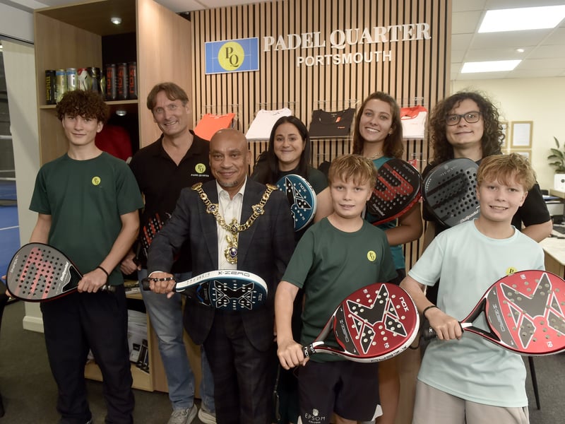 Pictured is: (l-r) Eric Baxter, Amdrew Baxter, The Lord Mayor of Portsmouth Abdul Kadir, Charyle Mercer, Otto Baxter, Nicole Baxter, Edward Baxter and Terence Baxter. 

