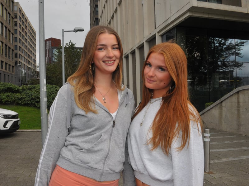 Etta Maynard (left) from Chichester, who will be studying Philosophy and Politics after taking a gap year, with twin sister Dora (right), a second-year student studying International Relations.